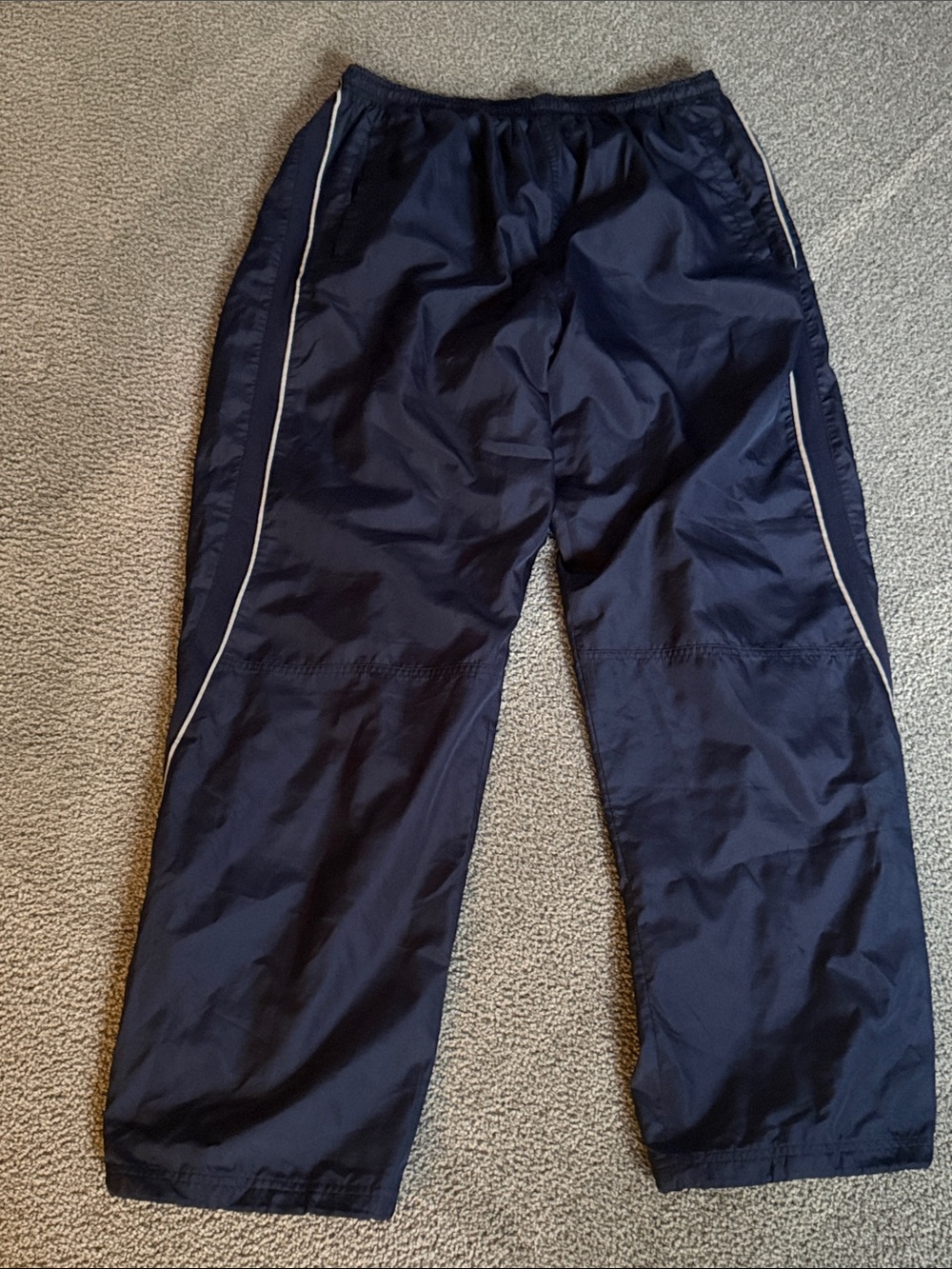 Navy Track Pants w/Contrast Piping, Energy Zone. Mesh Lined. Adj Ankles. Size L